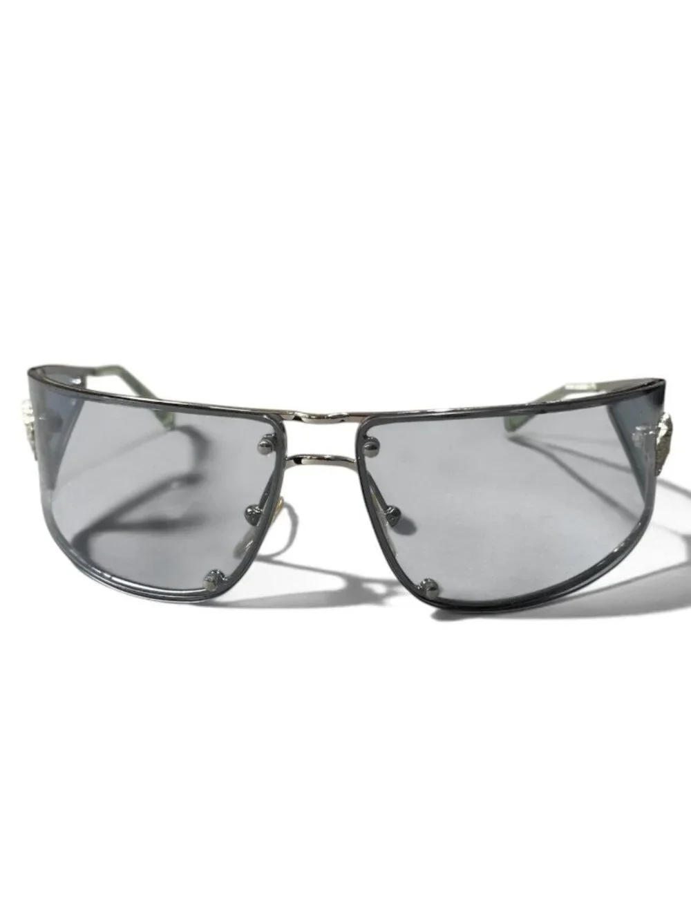 Versace Side Shield Sunglasses Mod Silver Clear Blue Eyewear